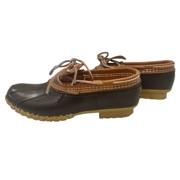 LL Bean USA Rubber Moccasin Bean Boots US 9N Leather Rubber Gum Sole 175061 - Picture 4 of 11